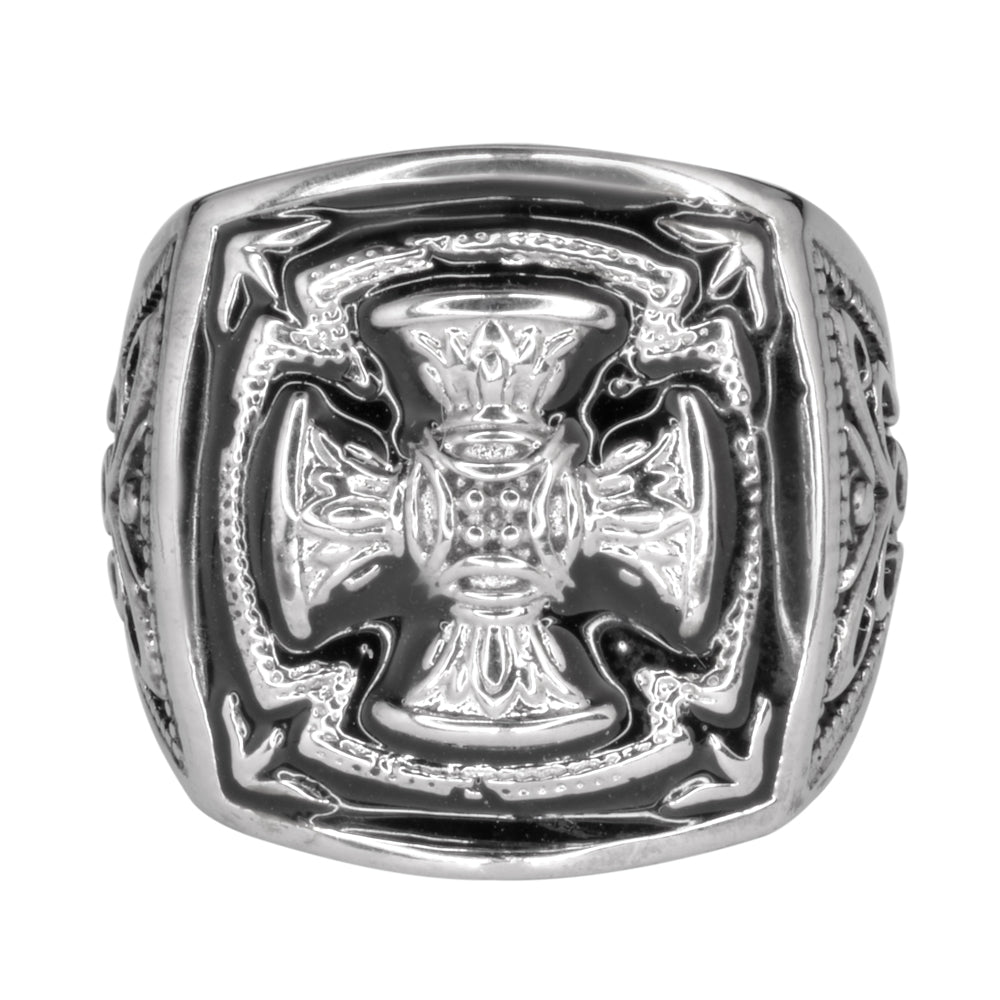 Sk1749 Gents Florenzada Cross Ring Stainless Steel Motorcycle Jewelry Size 9-14 Rings