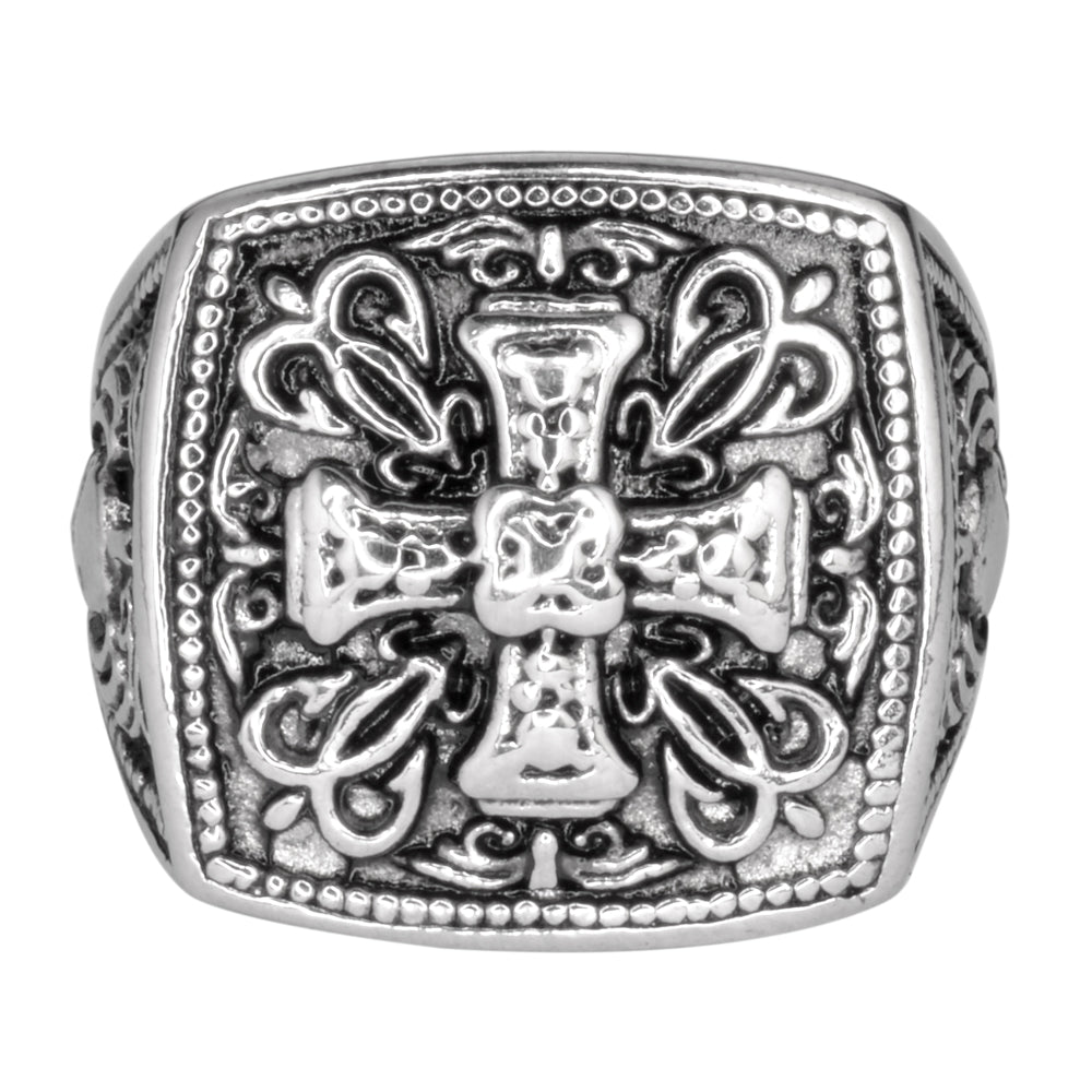 Sk1750 Gents Greek Cross Ring Stainless Steel Motorcycle Jewelry Size 9-14 Rings