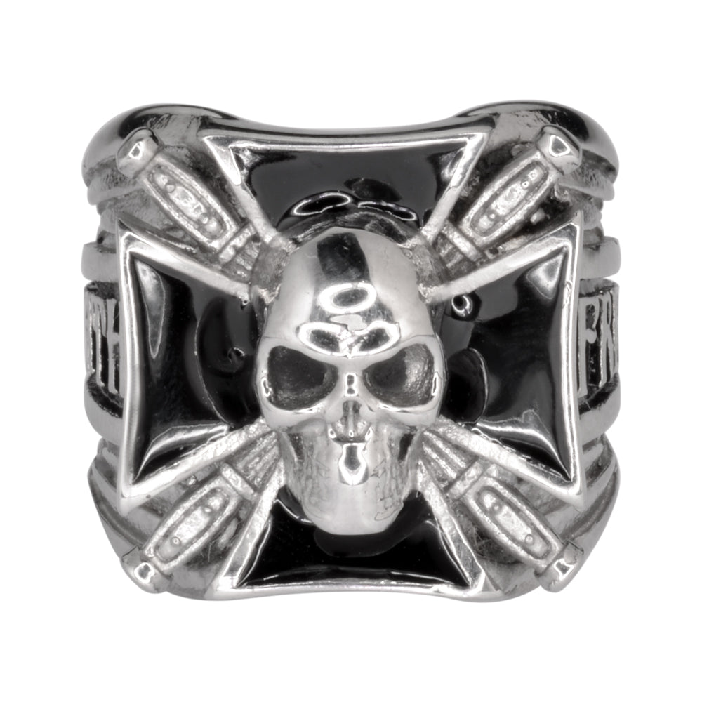 Sk1774 Gents Maltese Skull With Knives Ring Stainless Steel Motorcycle Biker Jewelry Rings