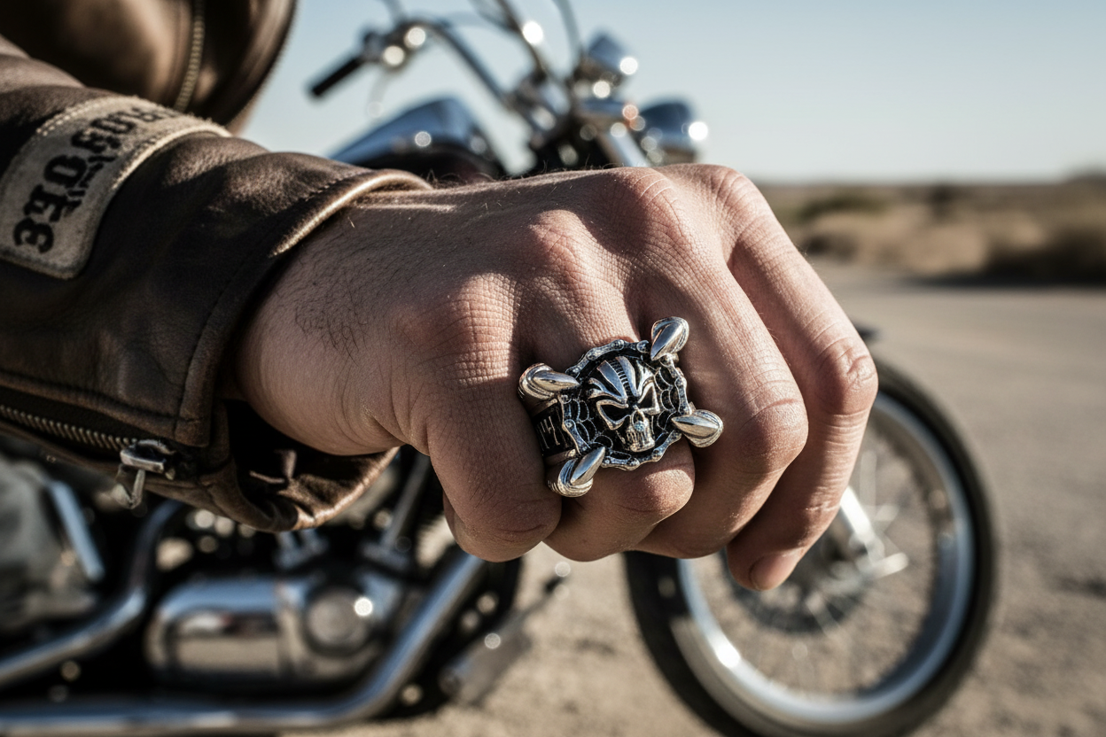 SK1775 Gents Claw Skull Bike Chain Ring Stainless Steel Motorcycle Biker Jewelry 9-18