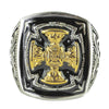 Sk1781 Gents Gold Edition Florenzada Cross Ring Stainless Steel Motorcycle Jewelry Size 9-15 Rings