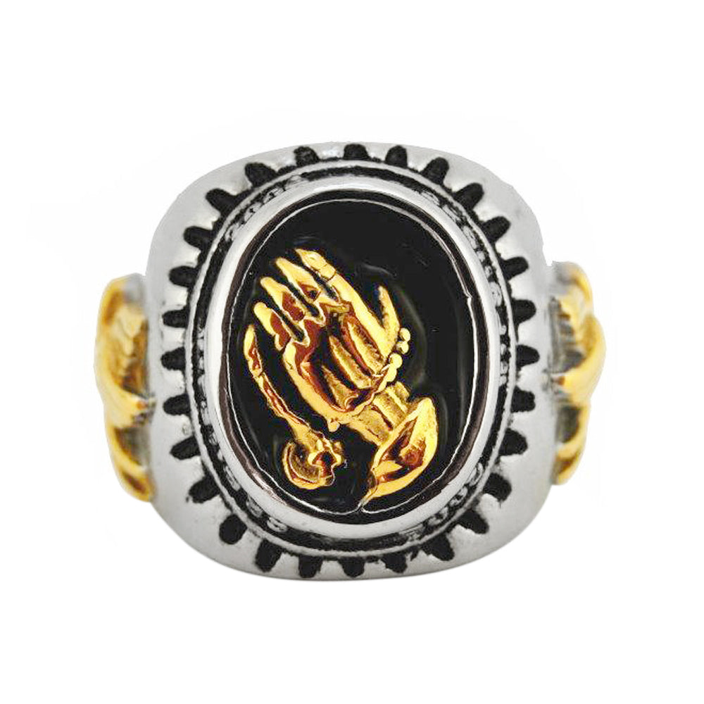 SK2230 Praying Hands Ring With Dove On Sides Stainless Steel