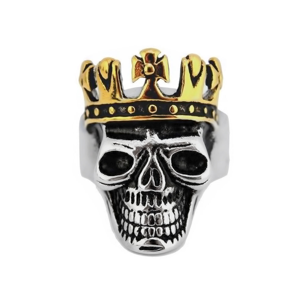 Sk2233 Gents Crown Skull Ring With Bronze Plate Stainless Steel Size 9-15 Rings