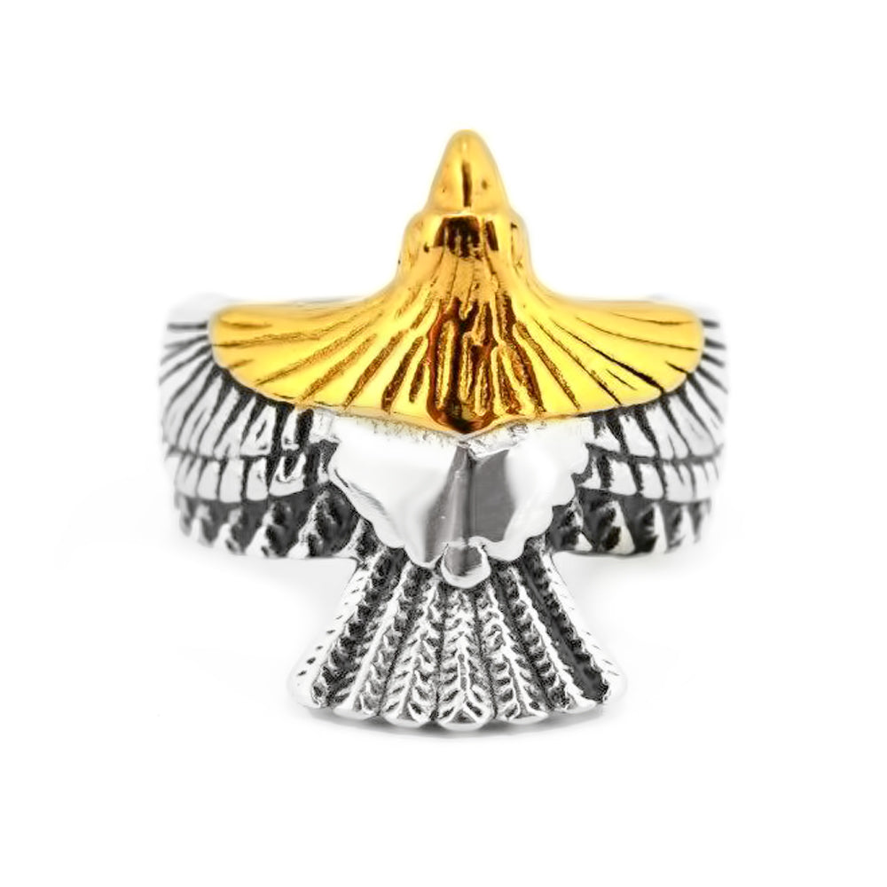 Sk2234 Gents American Eagle Ring With Bronze Plate Stainless Steel Jewelry By Heavy Metal Sizes