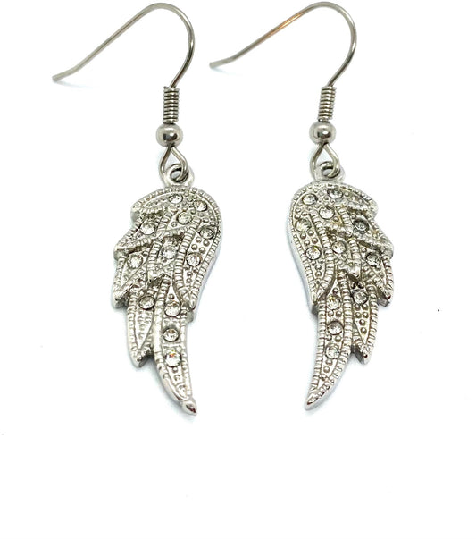 SK2235A Wing Earrings Bling French Wire French Wire Earrings