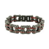 Sk2256 3/4’’ Wide All New Gunmetal/Candy Red Finish Stainless Steel Motorcycle Chain Bracelet