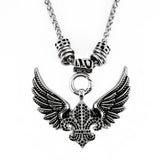Sk2260Blk Black Ladies Angel Open Wing & Cross Black Bling Pendant With 4Mm Foxtail Necklace