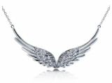 Sk2700 Ladies Double Angel Wing Crystal Stainless Steel Necklace