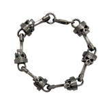 SK2290G Gunmetal Piston Skull Bracelet Stainless Steel 9"