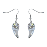 SK2536 Mini White Painted Winged French Wire Earring White Imitation Crystals Earrings