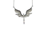 SK2702 Ladies Angel Wings Spread Crystal Stainless Steel Necklace