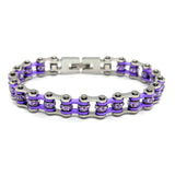 SK2806 3/8’’ MINI MINI Silver Violet Violet Crystals - Stainless Steel Motorcycle Bike Chain Bracelet Ladies Bracelets