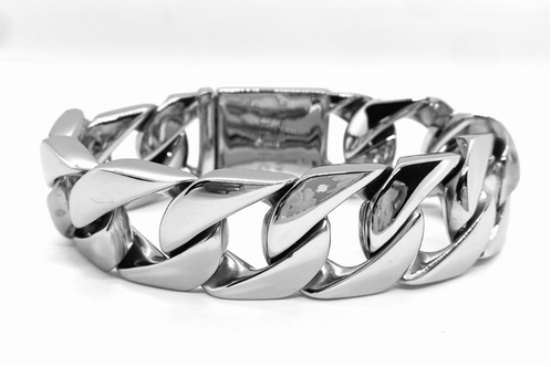 SK1820S Bracelet Shiny Stainless Steel Wide Cuban Link