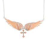 Sk2246 Orange Painted Winged Necklace With Cross Imitation Crystals Necklaces