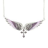 Sk2251 Purple Painted Winged Necklace With Cross Imitation Crystals Necklaces