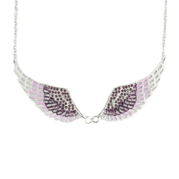 Sk2239 Purple Painted Winged Necklace Imitation Crystal Necklaces