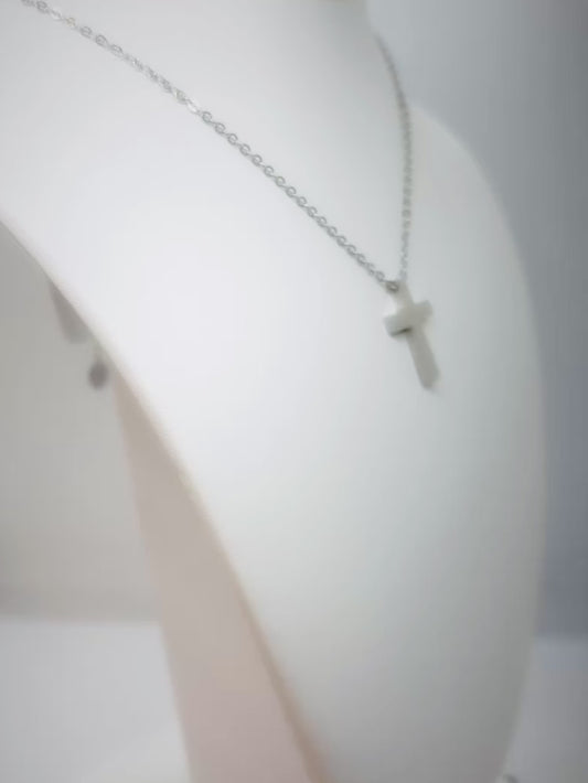 SK2343 Thick Cross 1" Tall With 19 1/2" Necklace Stainless Steel Christian Jewelry