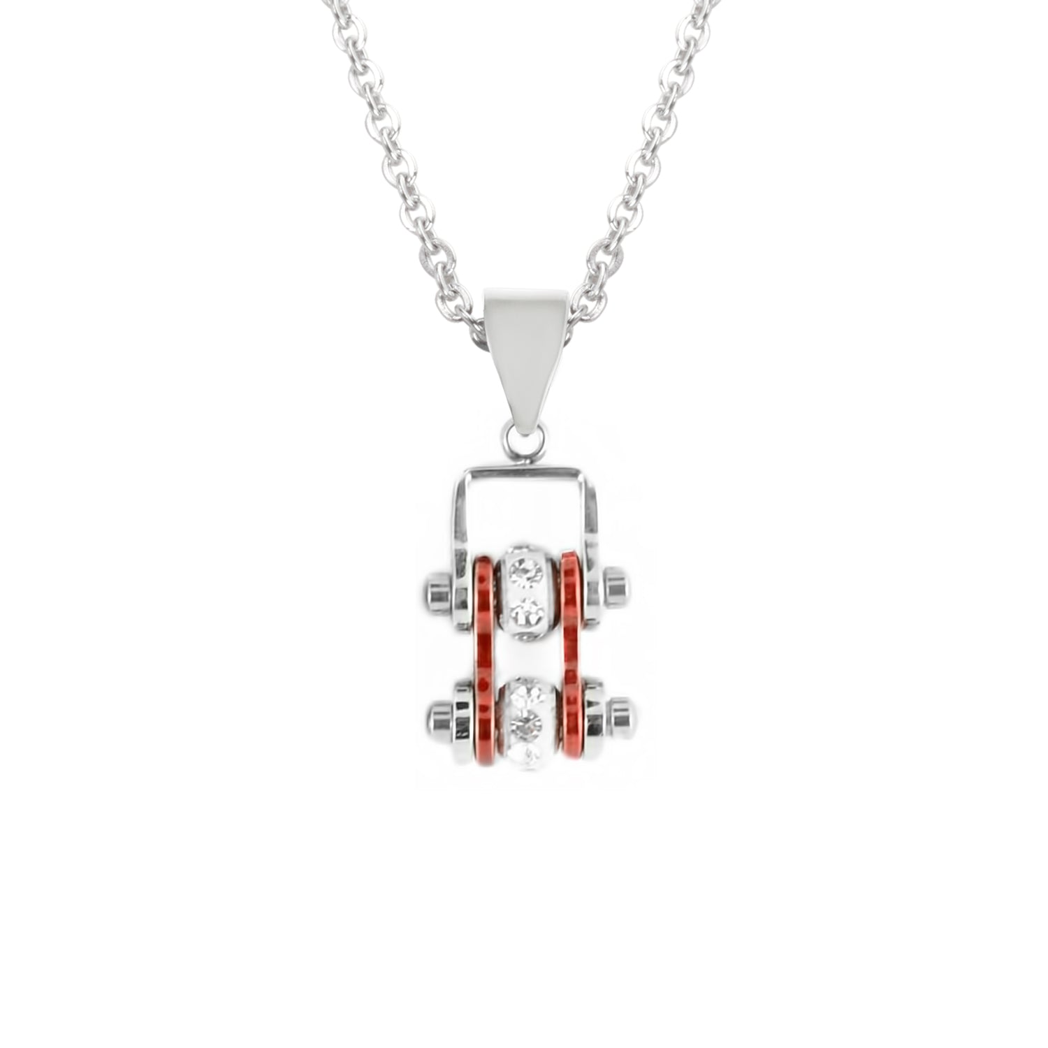 Sk2014N Pendant Mini Chain Link With Necklace Silver Candy Red Stainless Steel Necklaces