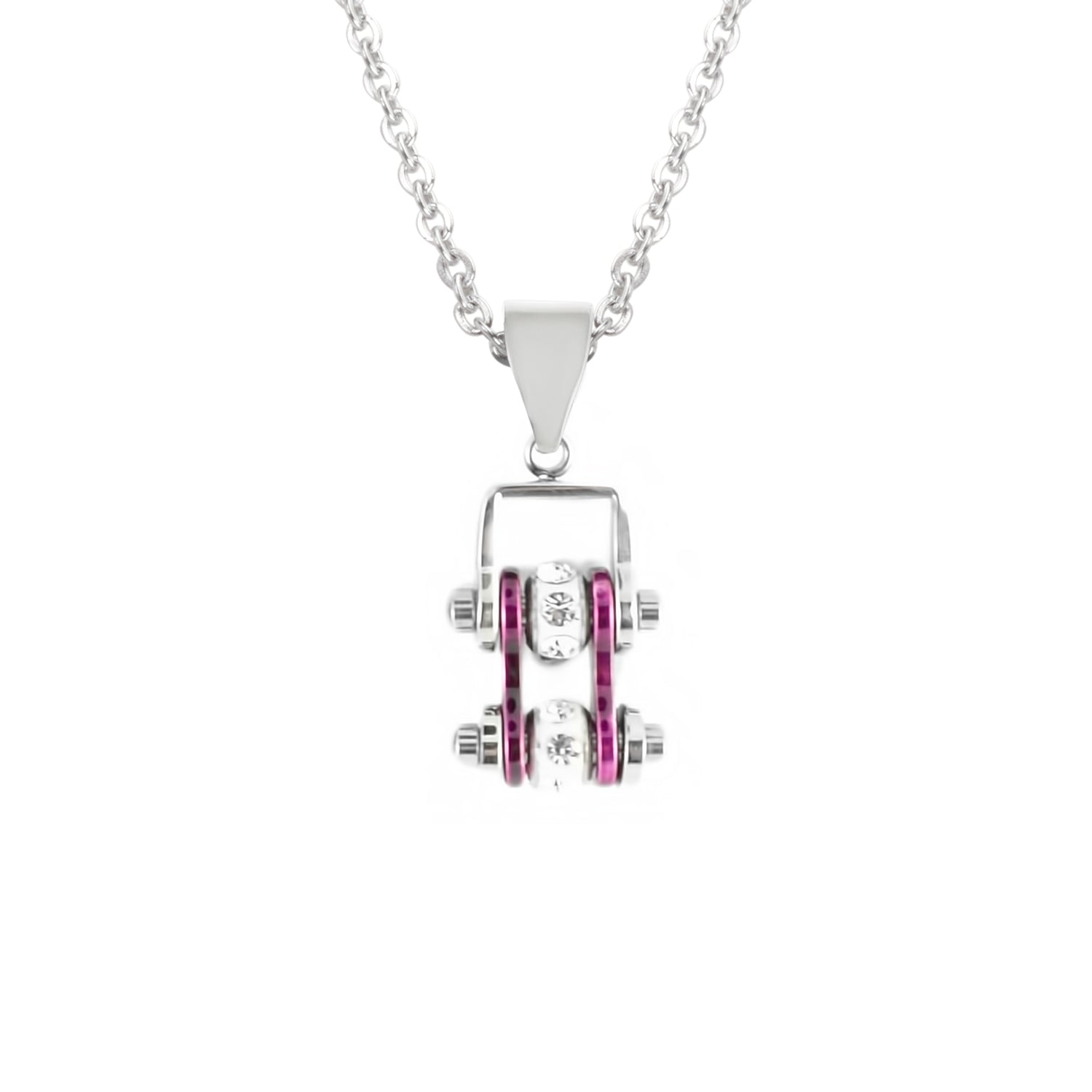 Sk2003N Pendant Mini Chain Link With Necklace Silver Candy Purple Stainless Steel Necklaces