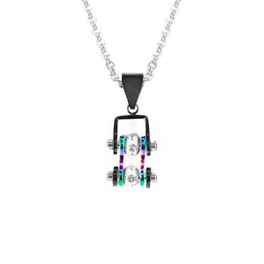 Sk2208N Pendant Mini Chain Link With Necklace Black Rainbow Stainless Steel Necklaces