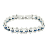 Sk2218S September 3/8’’ Wide Blue Zircon Color Crystal Centers Bracelet