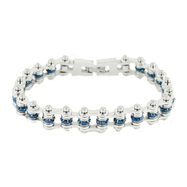 Sk2218S September 3/8’’ Wide Blue Zircon Color Crystal Centers Bracelet