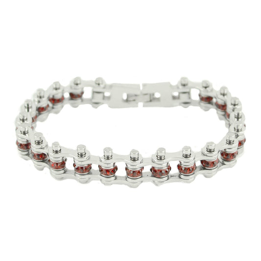 Sk2209 January 3/8’’ Wide Garnet Color Crystal Centers Ladies Bracelets