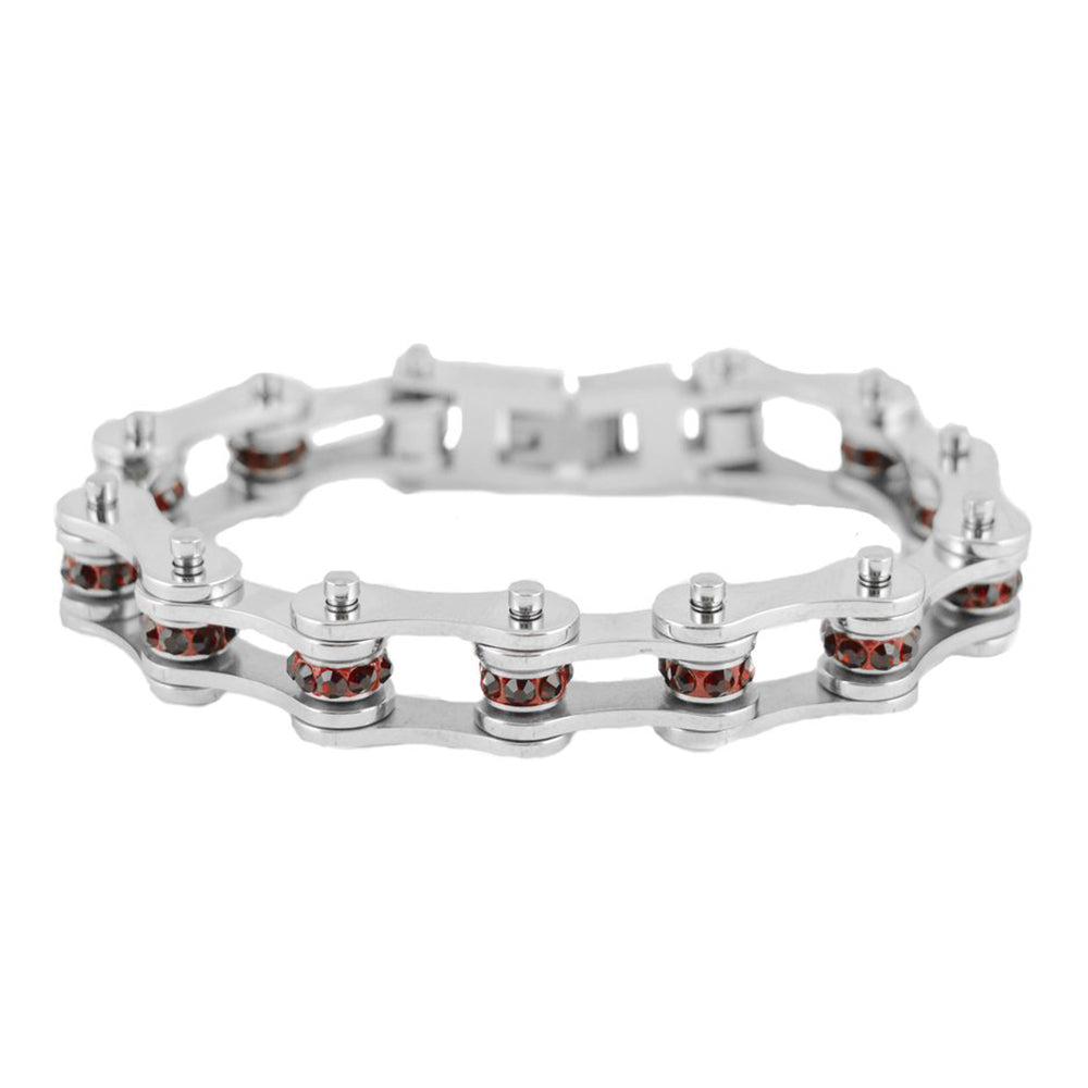Sk2219 January 1/2’’ Wide Garnet Color Crystal Centers Bracelet