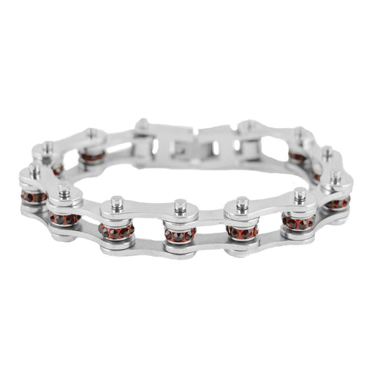 Sk2219 January 1/2’’ Wide Garnet Color Crystal Centers Bracelet