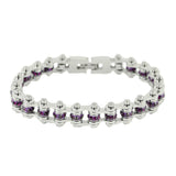 Sk2210 February 3/8’’ Wide Amethyst Color Crystal Centers Ladies Bracelets