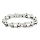 Sk2220 February 1/2’’ Wide Amethyst Color Crystal Centers Bracelet