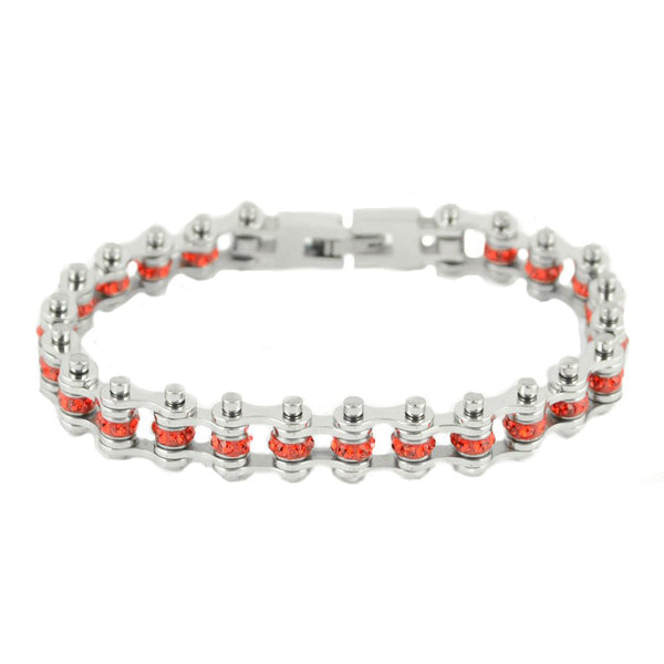 Sk2214 July 3/8’’ Wide Ruby Color Crystal Centers Ladies Bracelets