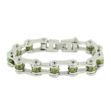 Sk2224 August 1/2’’ Wide Peridot Color Crystal Centers Bracelet