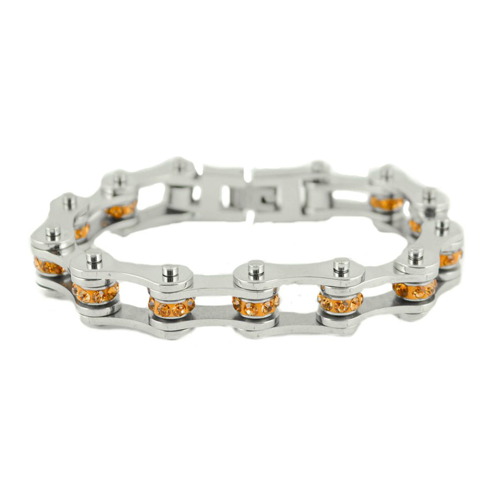 Sk2226 November 1/2’’ Wide Citrine Color Crystal Centers Ladies Bracelets