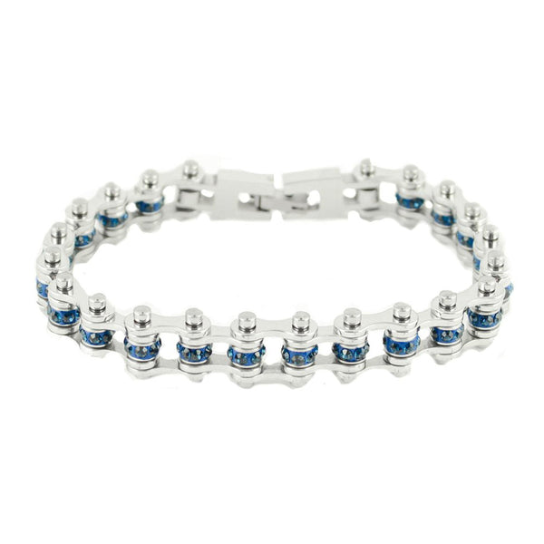 Sk2218D December 3/8’’ Wide Blue Zircon Color Crystal Centers Ladies Bracelets