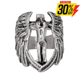 Sk1007 Female Angel With Spread Wings Ring Stainless Steel Religious Motorcycle Jewelry Sizes 9-15