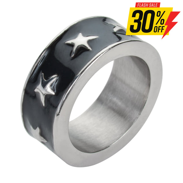 Sk1008 Be My Star Ring Orange Blue Red Black Purple Pink Stainless Steel Ladies Jewelry Rings