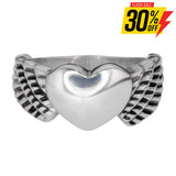 Sk1009 Ladies Winged Heart Ring Stainless Steel Motorcycle Jewelry Size 5 - 10 Rings