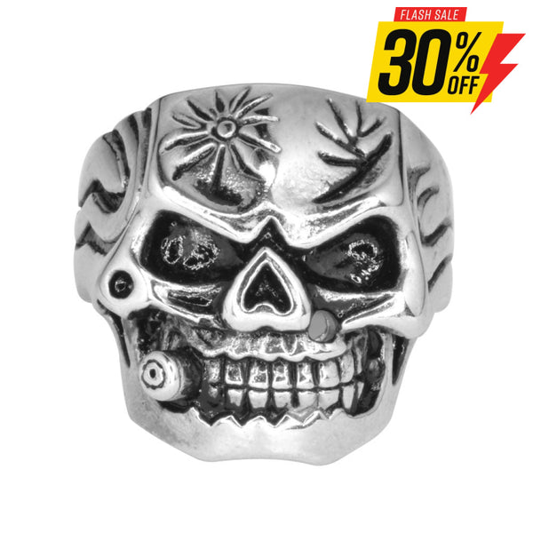 Sk1012 Gents Bullet Hole Skull Ring Stainless Steel Motorcycle Biker Jewelry Rings