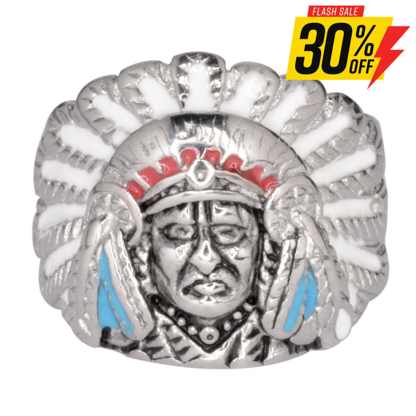 Sk1018 Ladies Indian Head Ring With Enamel Stainless Steel Rings