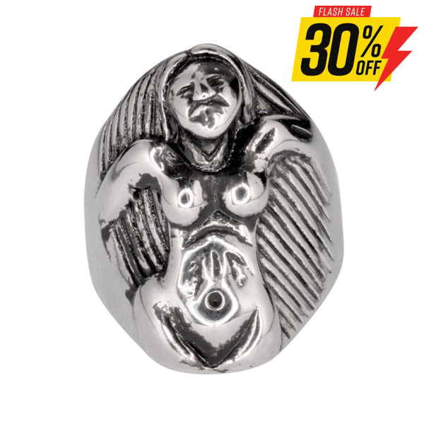 Sk1020 Naked Lady With Long Hair Stainless Steel Motorcycle Jewelry Size 9-14 Rings