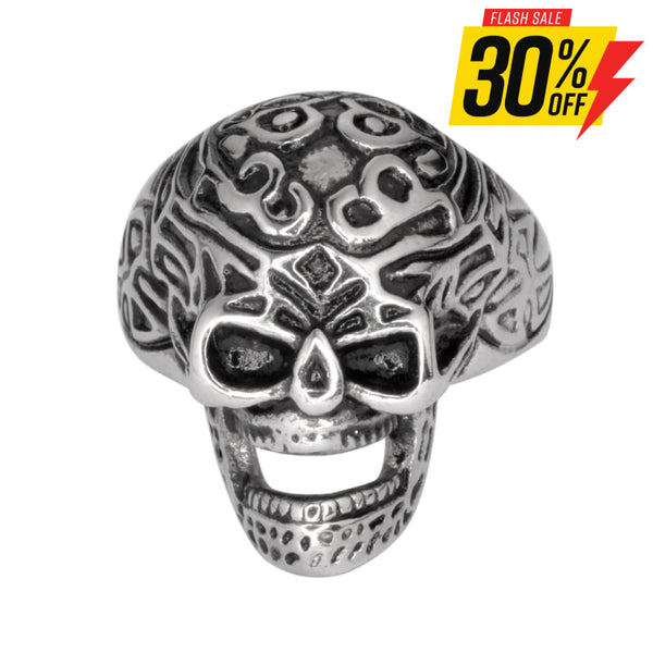 Sk1021 Gents Tribal Tattoo Skull Ring Stainless Steel Motorcycle Biker Jewelry Rings