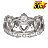 Sk1032 Ladies Imitation Diamond Fancy Crown Ring Stainless Steel Motorcycle Jewelry Sizes 5-9 Rings