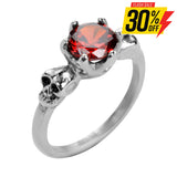 Sk1054 Ladies Imitation Ruby Stone Solitaire Skull Ring Stainless Steel Motorcycle Jewelry Sizes