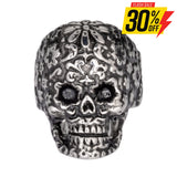 Sk1057 Ladies Flower Skull Ring Stainless Steel Motorcycle Jewelry Size 5-9 Rings