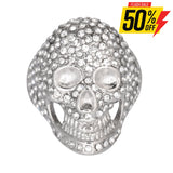 Sk1065 Ladies Bling Covered Skull Imitation Diamond Ring Stainless Steel Motorcycle Jewelry Size