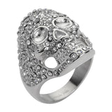 Sk1065 Ladies Bling Covered Skull Imitation Diamond Ring Stainless Steel Motorcycle Jewelry Size