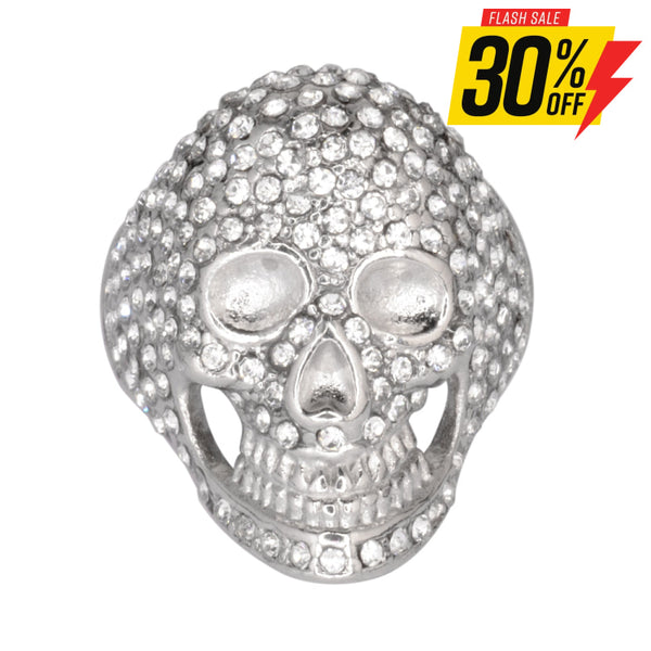 Sk1065 Ladies Bling Covered Skull Imitation Diamond Ring Stainless Steel Motorcycle Jewelry Size