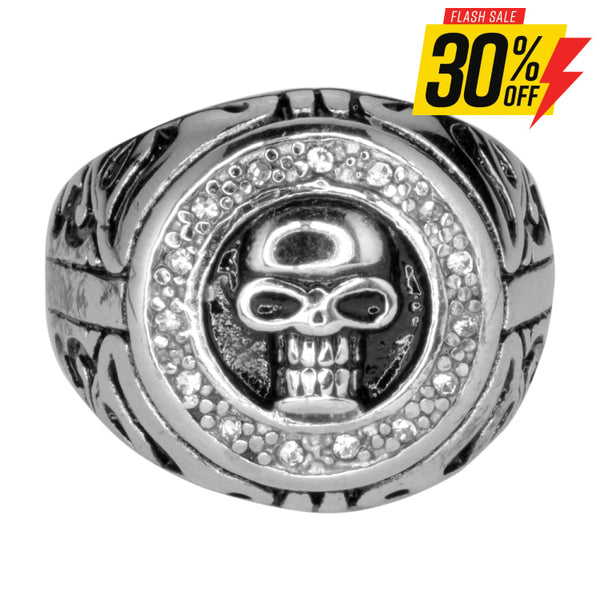 Sk1072 Skull Ring Imitation Stones Stainless Steel Motorcycle Jewelry Size 9-16 Rings