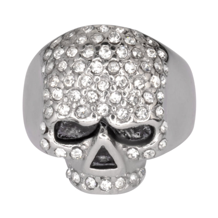 Sk1075 Ladies Bling Skull Imitation Diamond Ring Stainless Steel Motorcycle Jewelry Size 6-10 Rings